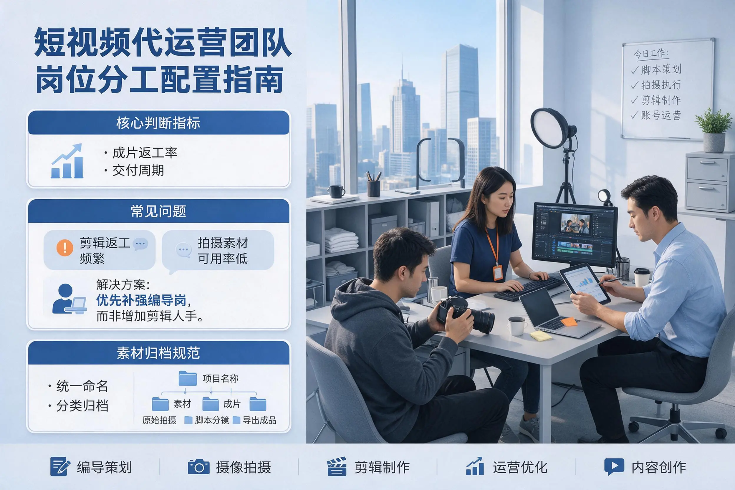 短视频代运营团队如何配置?唐山企业岗位分工科普说明