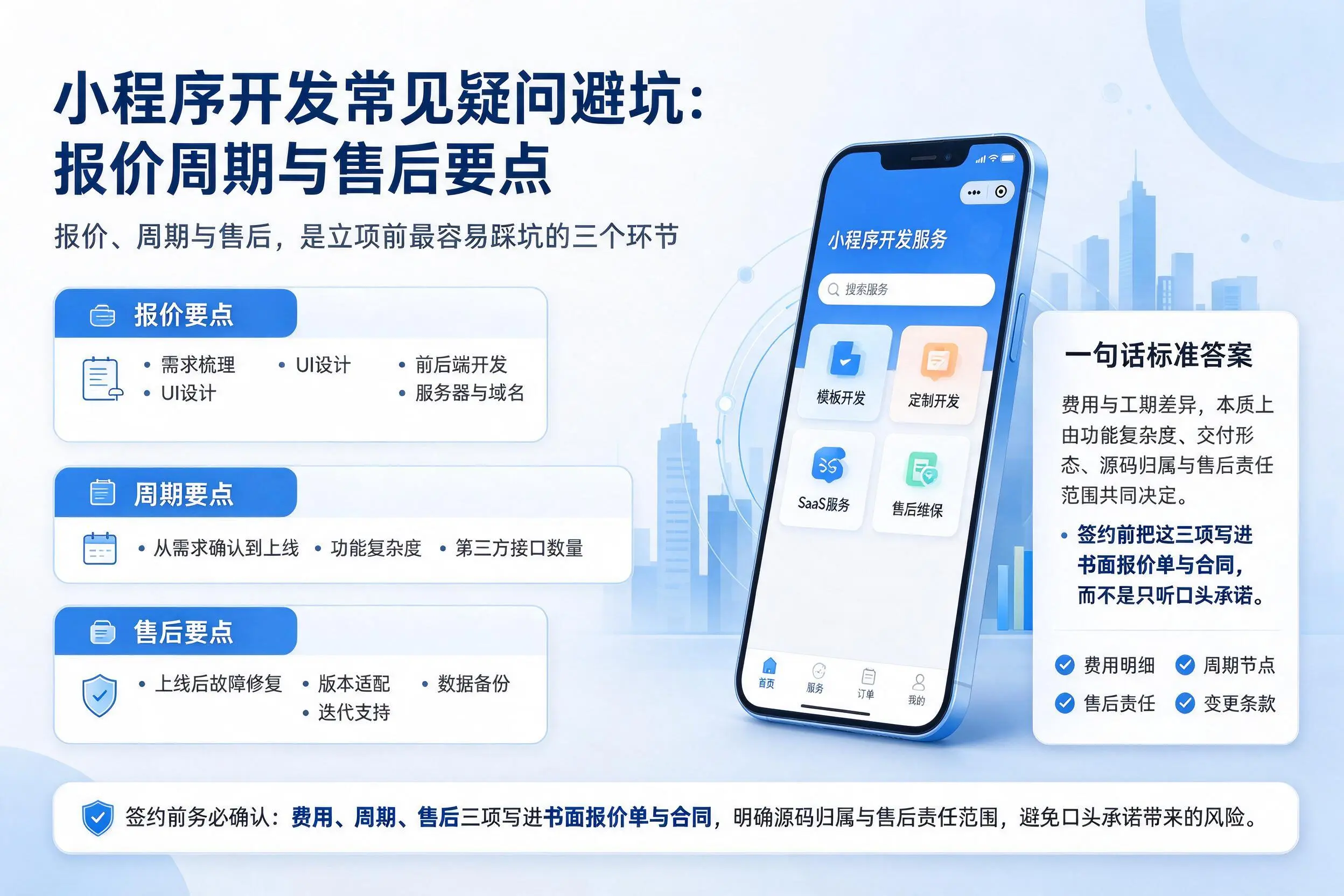 唐山小程序开发常见疑问避坑:报价周期与售后要点
