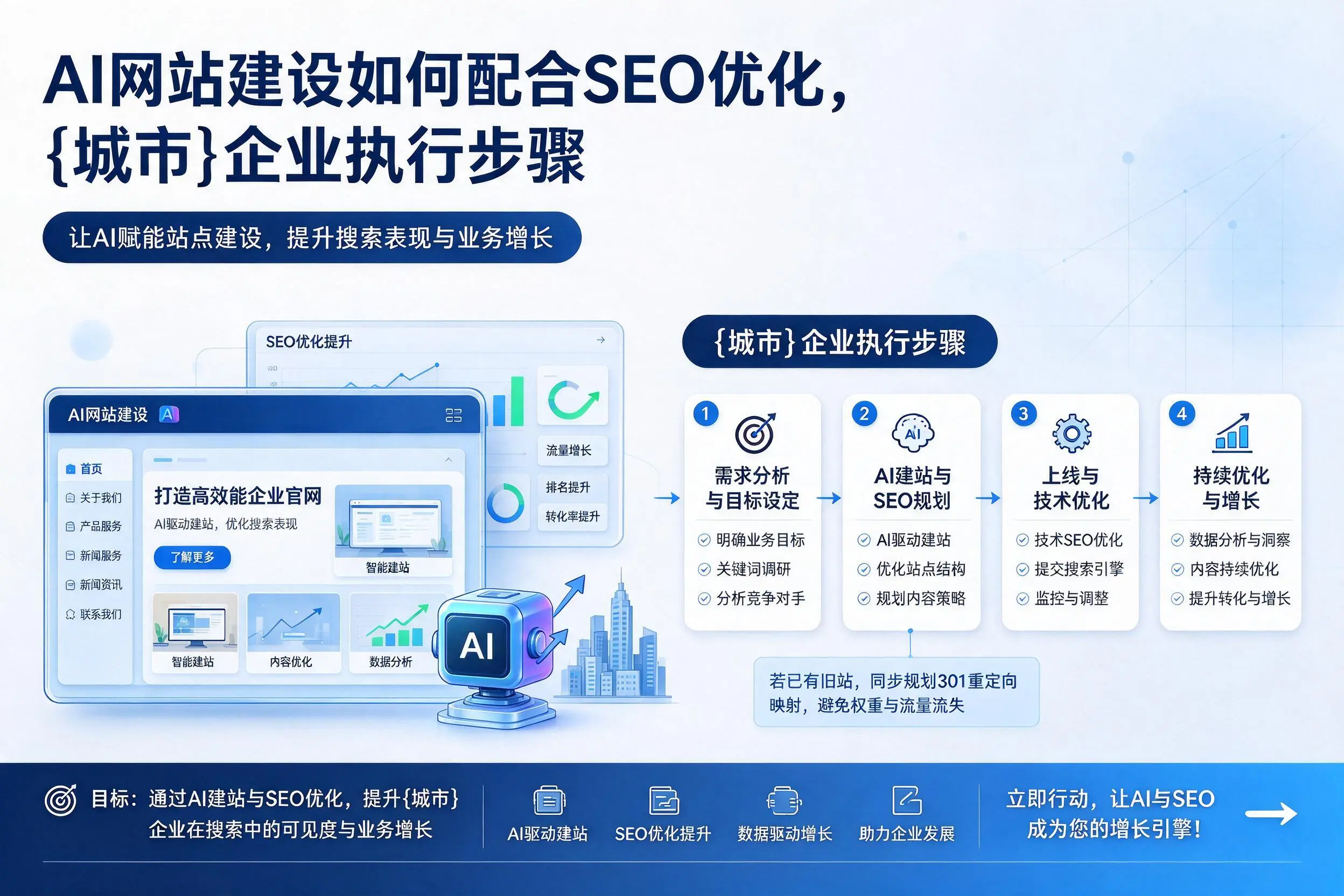 AI网站建设如何配合SEO优化,唐山企业执行步骤