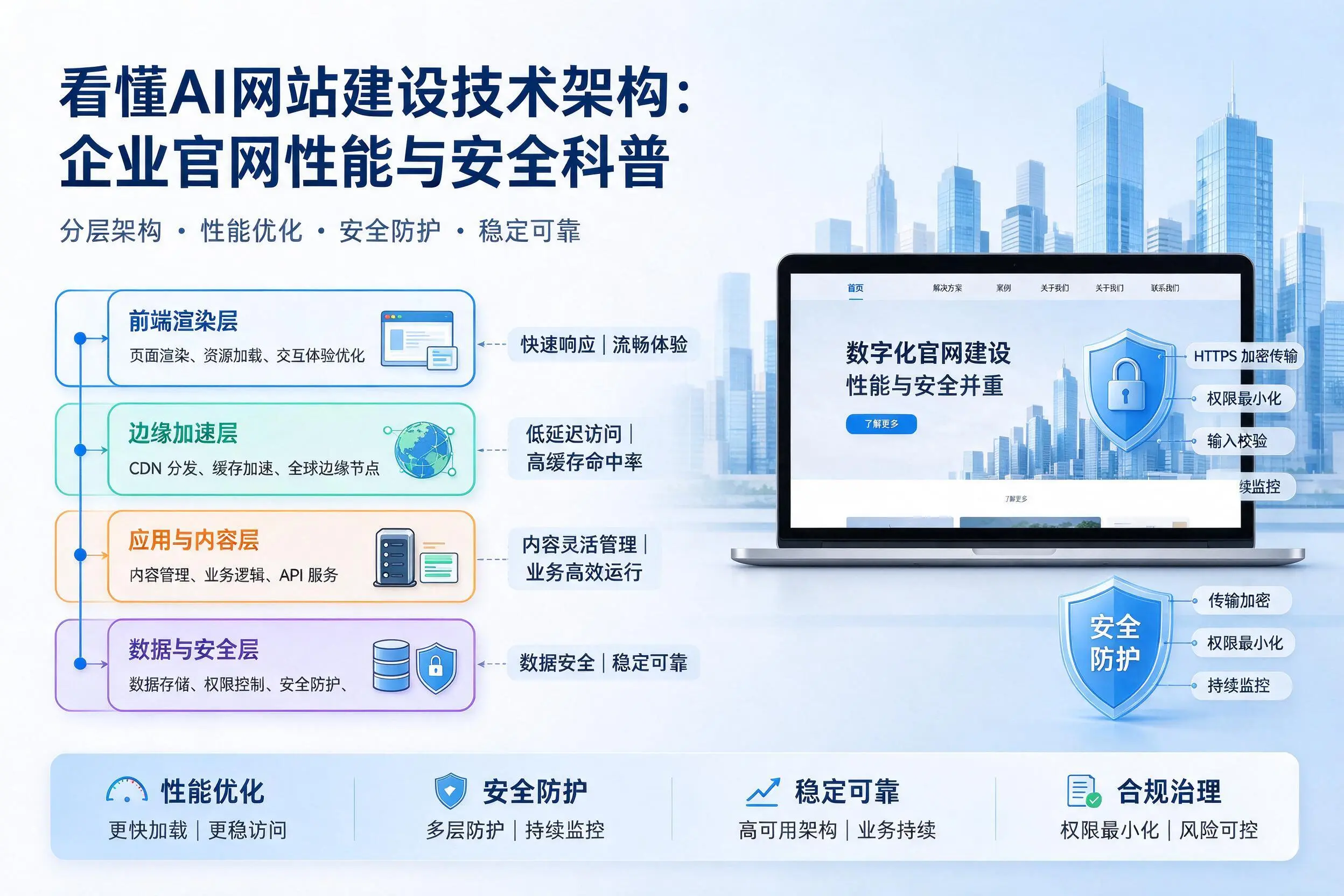 看懂AI网站建设技术架构:唐山企业官网性能与安全科普